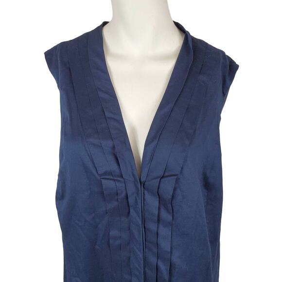 Jones New York Signature Womens Navy Pleat Front Sleeveless Dress Womens Size 20 - Picture 2 of 8